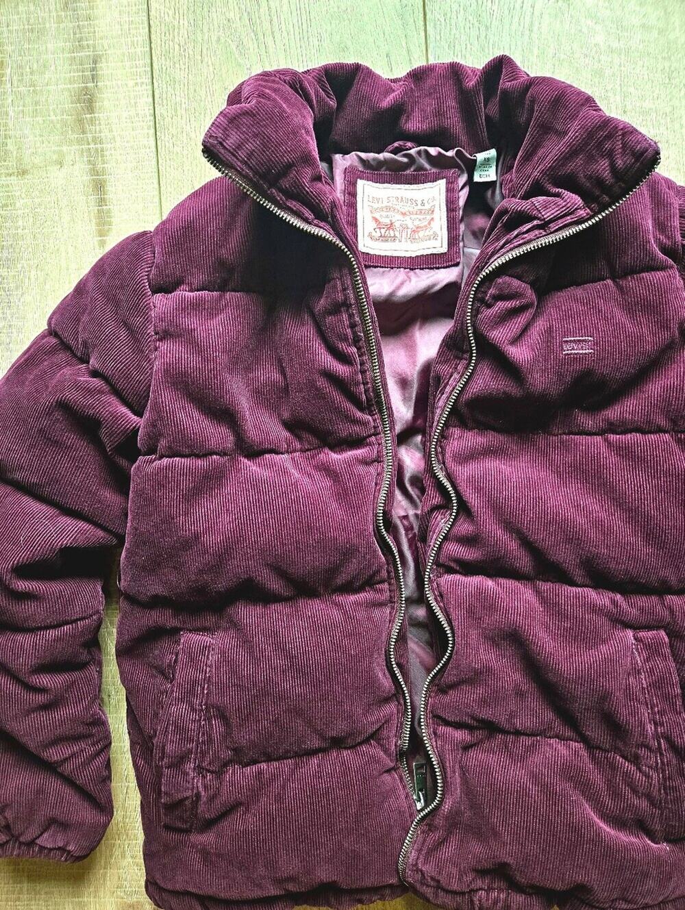 Levi's Burgundy Corduroy Puffer Jacket Full Zip Corduroy Puffer Jacket Burgundy